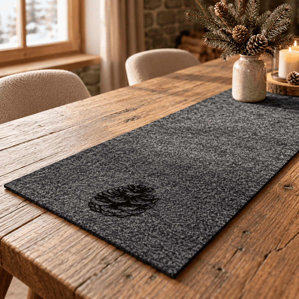 Runner in Feltro Pigna 80x40 cm - 2 Colori | Daunex Immagine del prodotto Runner in Feltro Pigna 80x40 cm - 2 Colori | Daunex