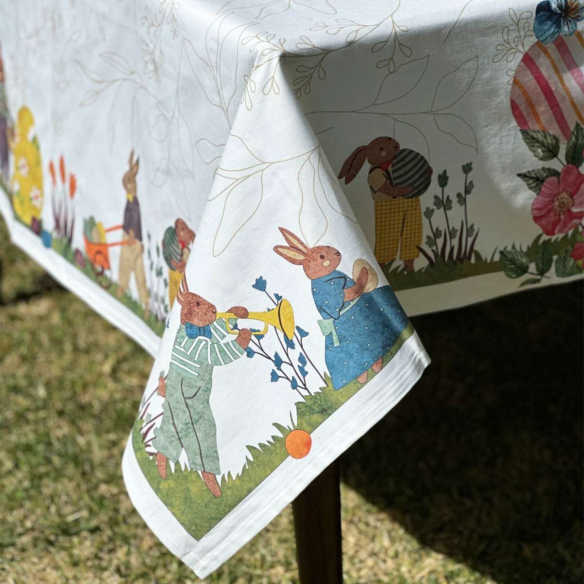 ABAKUHAUS Tovaglia Rettangolare Coniglietto Di Pasqua – 140x240 Cm – Multicolore – Impermeabile E Antimacchia